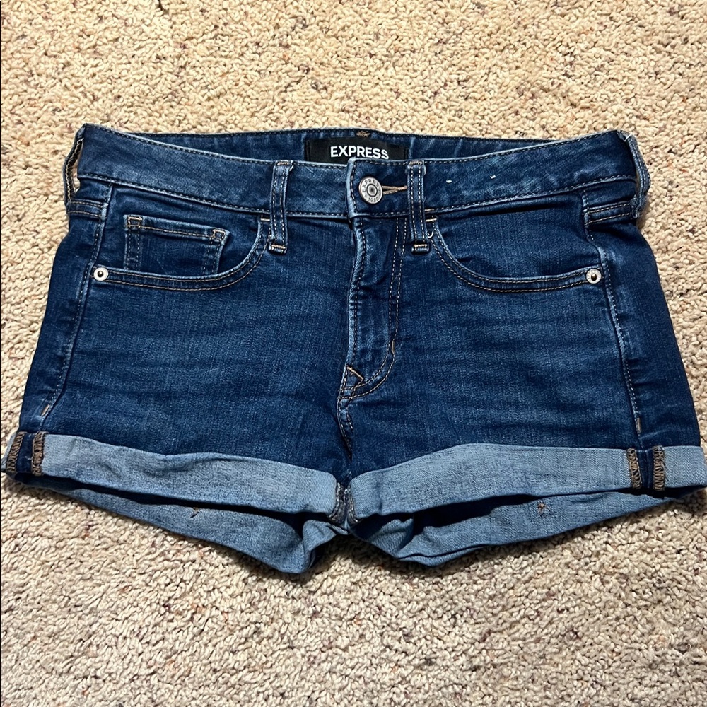 Express Blue Jean Shorts Distressed Cut-Off Style​